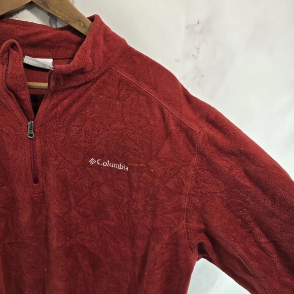 Columbia Pullover Men XL Red Fleece Quarter Zip Klamath Range Sweater - Picture 10 of 11